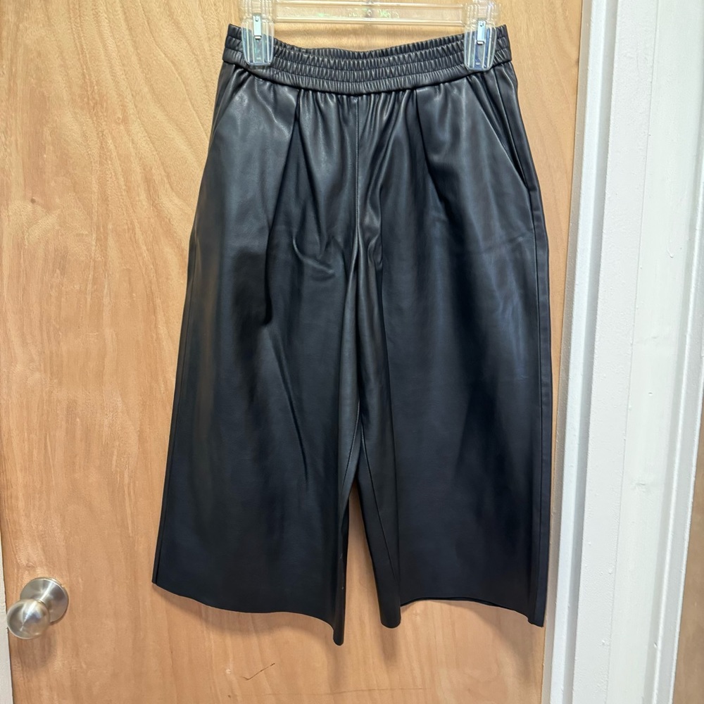 Zara faux leather wide leg culottes